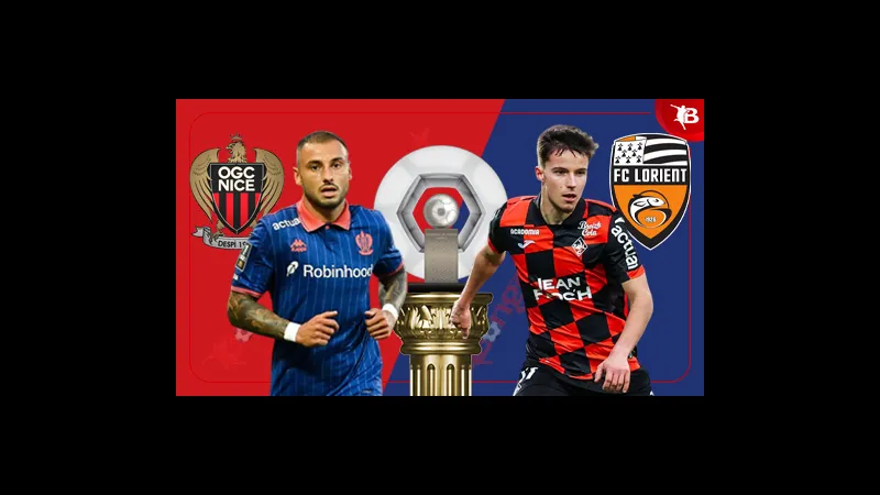 Cầu thủ Nice nỗ lực chạy bóng trước Lorient Cầu thủ Nice nỗ lực chạy bóng trước Lorient