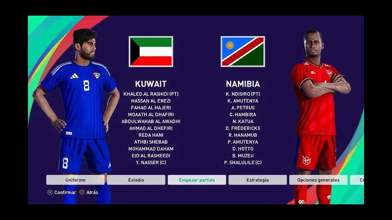 Cầu thủ Kuwait và Namibia đang tranh chấp quả bóng trên sân cỏ Cầu thủ Kuwait và Namibia đang tranh chấp quả bóng trên sân cỏ